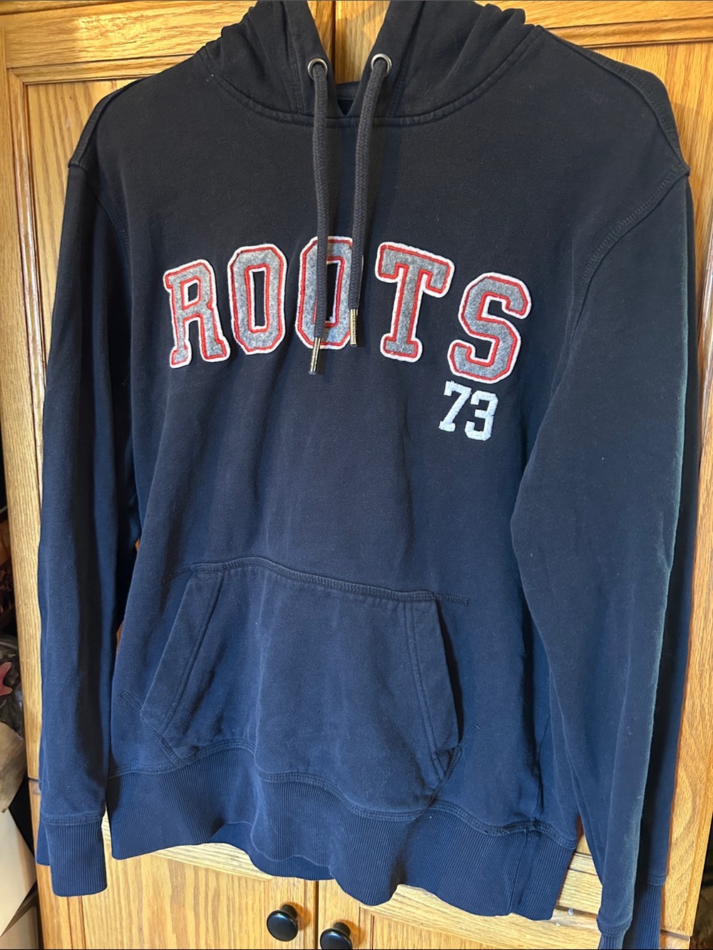 Roots Navy Pullover Hoodie with 'ROOTS' Appliqué